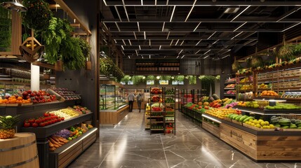 Fresh market supermarket interior