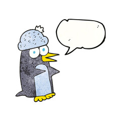 speech bubble textured cartoon penguin