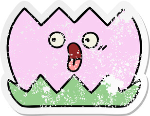 distressed sticker of a cute cartoon water lilly