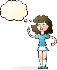 cartoon worried maid with thought bubble