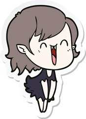 sticker of a cute cartoon happy vampire girl