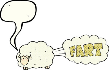 comic book speech bubble cartoon farting sheep
