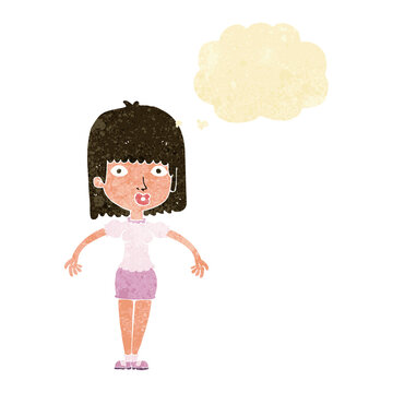 recommend clip art: cartoon woman shrugging shoulders with thought bubble