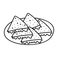Butter Tortilla concept crispy Quesadilla loaded with melted cheese and flavorful filling vector design, Fast Food hand draw symbol, Junk food sign, popular inexpensive good taste snack illustr