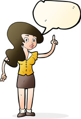 cartoon pretty woman with idea with speech bubble