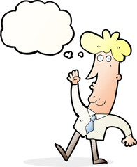 cartoon office man with thought bubble