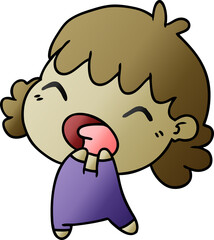 gradient cartoon of cute kawaii baby girl