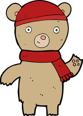 cartoon waving teddy bear