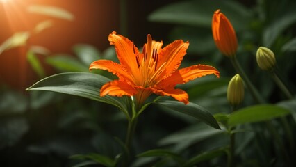 Fototapeta premium Macro Close-Up of Stunning Orange Lily Flowers with Blur Background