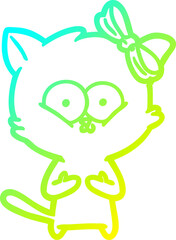 cold gradient line drawing cartoon cat