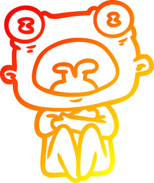 recommend clip art: warm gradient line drawing cartoon weird alien huddled up