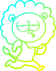 cold gradient line drawing cartoon running lion