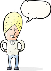 cartoon happy man with speech bubble