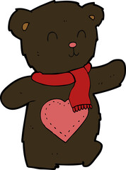 cartoon white teddy bear with love heart