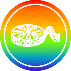movie film reel circular in rainbow spectrum