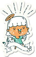 grunge sticker of tattoo style singing angel