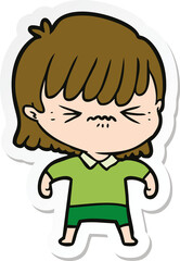 sticker of a annoyed cartoon girl