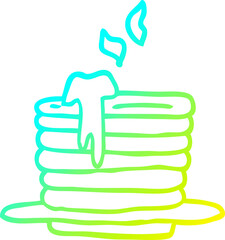 cold gradient line drawing cartoon stack of pancakes