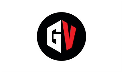 GV initial letter polygon icon gaming logo design vector template. batman logo, sports logo, monogram, falcon, war game, symbol, playing logo, abstract, fighting, typography, icon, minimal, premier 