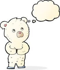 cartoon polar bear cub with thought bubble