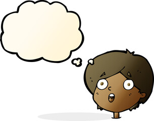 cartoon amazed expression with thought bubble