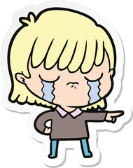 Obraz premium sticker of a cartoon woman crying