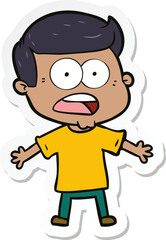 sticker of a cartoon shocked man