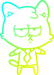 cold gradient line drawing bored cartoon cat
