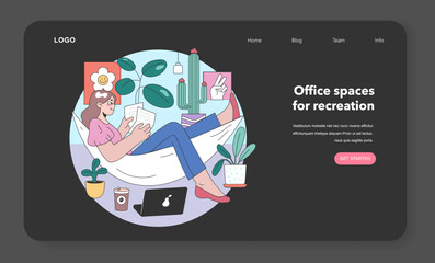 Tranquil office break concept. Flat vector illustration