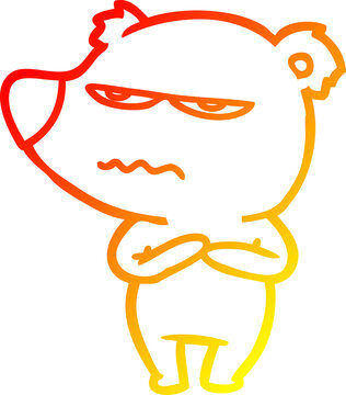 recommend clip art: warm gradient line drawing angry bear cartoon