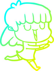 Obraz premium cold gradient line drawing cartoon woman