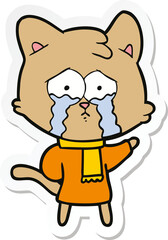 Fototapeta premium sticker of a cartoon crying cat