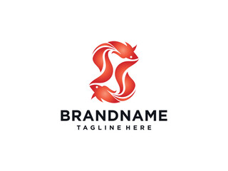 Fish logo with line design vector