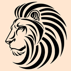 Black and White Lion Outline Silhouette Ornament Vector Art for Logo and Icon, Sketch, Tattoo, Clip Art