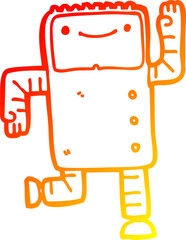 warm gradient line drawing cartoon robot