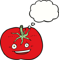 cartoon tomato with thought bubble