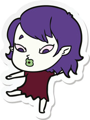 sticker of a cute cartoon vampire girl