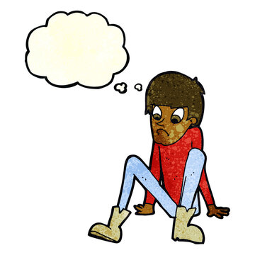 recommend clip art: cartoon boy sitting on floor with thought bubble