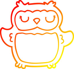 warm gradient line drawing cartoon owl