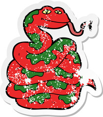 distressed sticker of a cartoon snake
