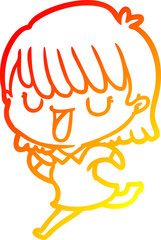 warm gradient line drawing cartoon woman