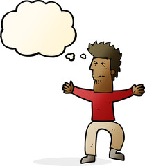 Obraz premium cartoon stressed out man with thought bubble