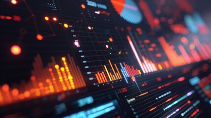 Obraz premium Futuristic digital control panel for audio mixing with buttons and knobs