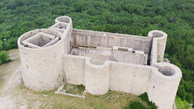 Aerial view of Drivenik castle, Croatia