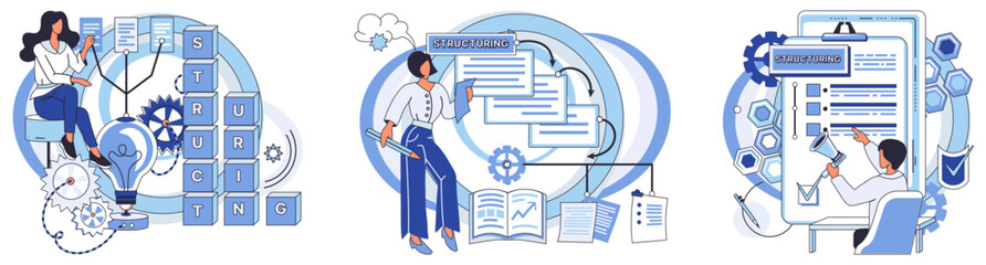 Workflow vector illustration. Strategic workflow management is key to success any business project Progress in business relies on continuous improvement and effective workflow The success project