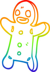 rainbow gradient line drawing cartoon gingerbread man