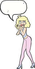 cartoon surprised woman with speech bubble