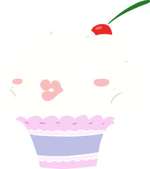 funny flat color style cartoon cupcake