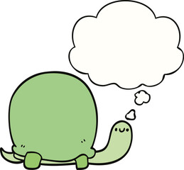 cute cartoon tortoise and thought bubble