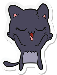 sticker of a happy cartoon cat